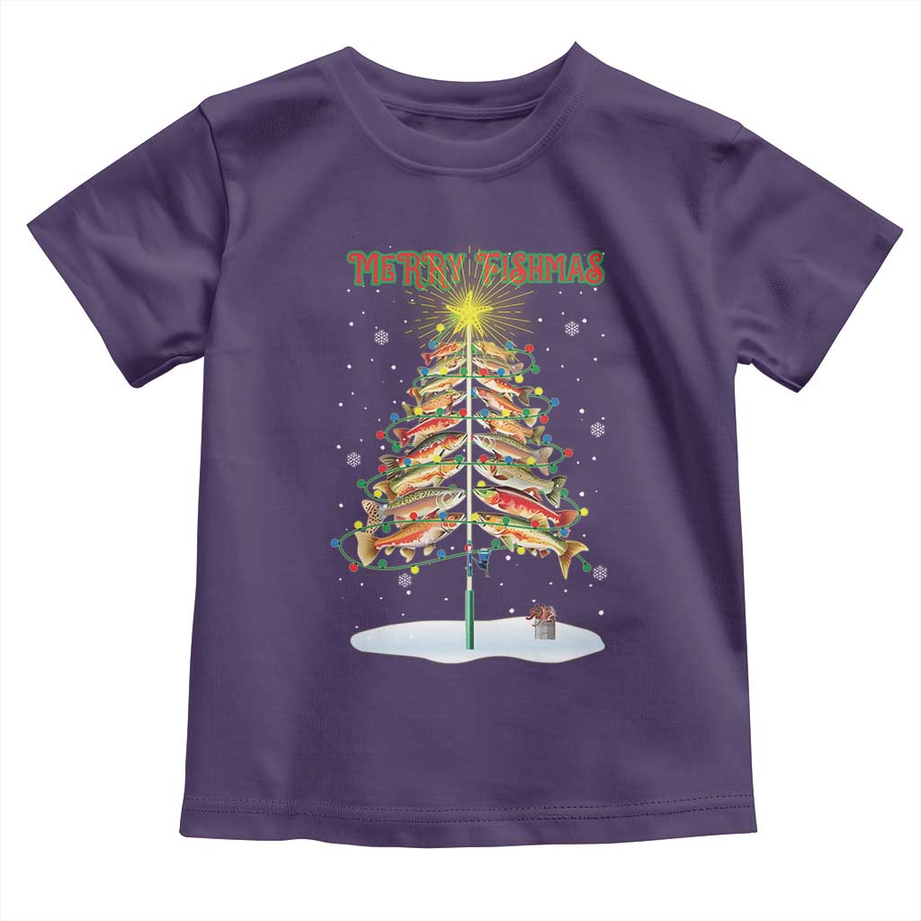 Funny Christmas Fishing Baby Shirt Merry Fishmas Fish Xmas Tree Star TS11 Purple Print Your Wear