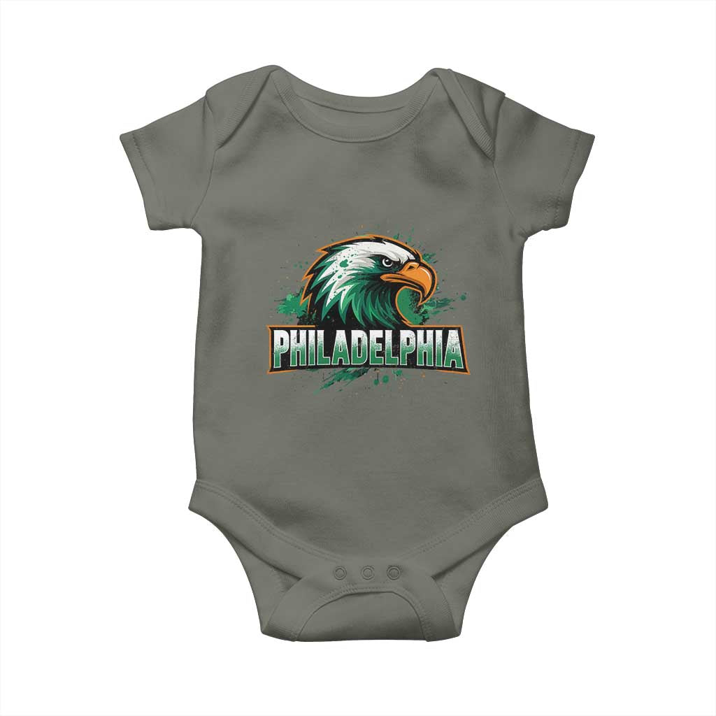 Philadelphia Fan Baby Onesie Eagles Sport Philly Fan TS11 Military Green Print Your Wear