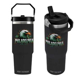 PFE Football Lover Flip Straw Tumbler Vintage Green Splash Sport Fan Game Day TS11 One Size: 30 oz Black Print Your Wear