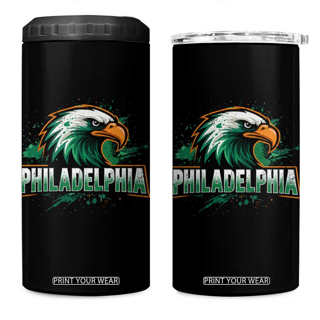 Philadelphia Fan 4 in 1 Can Cooler Tumbler Eagles Sport Philly Fan TS11 One Size: 16 oz Black Print Your Wear