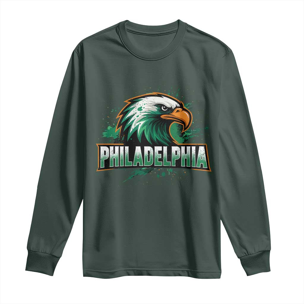 PFE Football Lover Long Sleeve Shirt Vintage Green Splash Sport Fan Game Day TS11 Dark Forest Green Print Your Wear