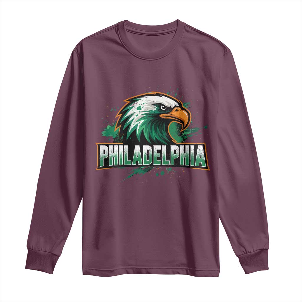PFE Football Lover Long Sleeve Shirt Vintage Green Splash Sport Fan Game Day TS11 Maroon Print Your Wear