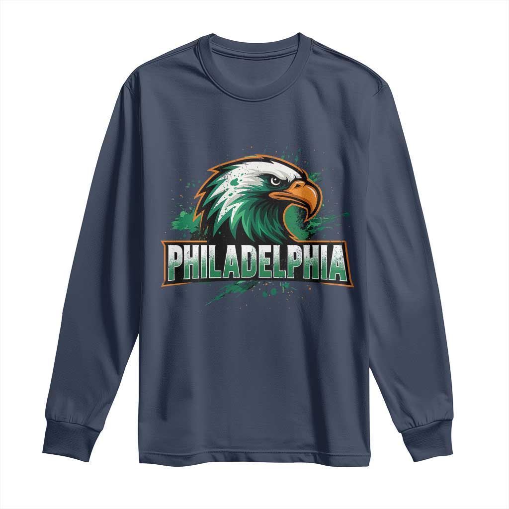 PFE Football Lover Long Sleeve Shirt Vintage Green Splash Sport Fan Game Day TS11 Navy Print Your Wear