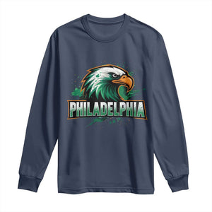 Philadelphia Fan Long Sleeve Shirt Eagles Sport Philly Fan TS11 Navy Print Your Wear