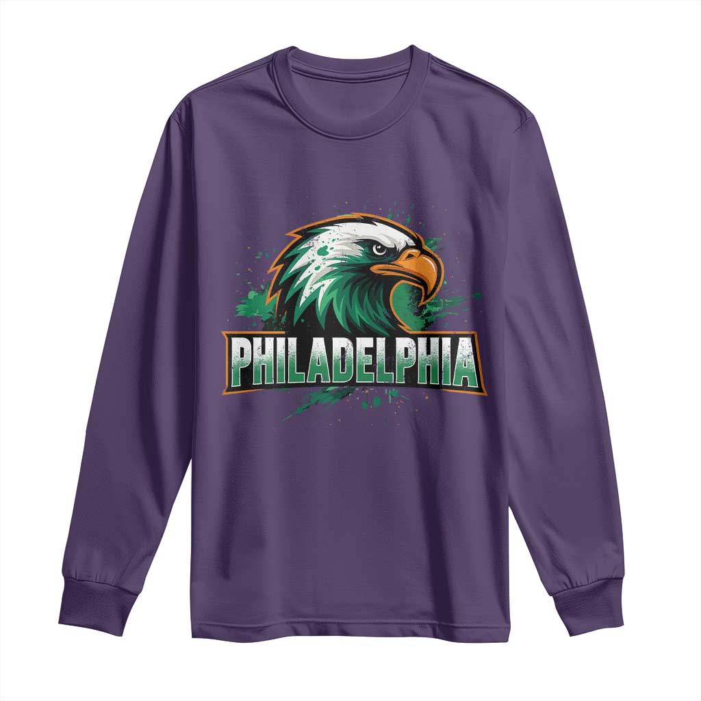 PFE Football Lover Long Sleeve Shirt Vintage Green Splash Sport Fan Game Day TS11 Purple Print Your Wear