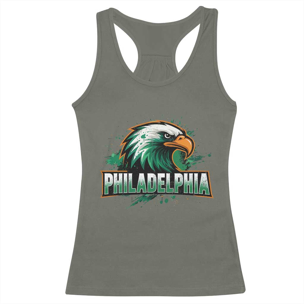 PFE Football Lover Racerback Tank Top Vintage Green Splash Sport Fan Game Day TS11 Military Green Print Your Wear