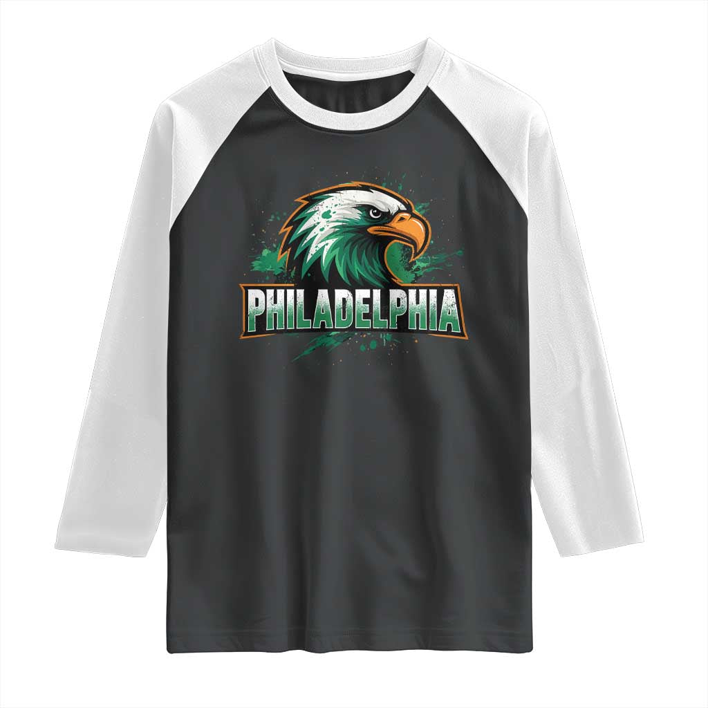 Philadelphia Fan Raglan Shirt Eagles Sport Philly Fan TS11 Black White Print Your Wear