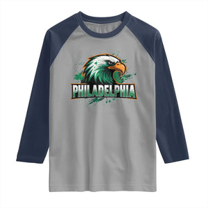 Philadelphia Fan Raglan Shirt Eagles Sport Philly Fan TS11 Sport Gray Navy Print Your Wear