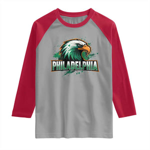 Philadelphia Fan Raglan Shirt Eagles Sport Philly Fan TS11 Sport Gray Red Print Your Wear