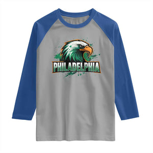 Philadelphia Fan Raglan Shirt Eagles Sport Philly Fan TS11 Sport Gray Royal Print Your Wear