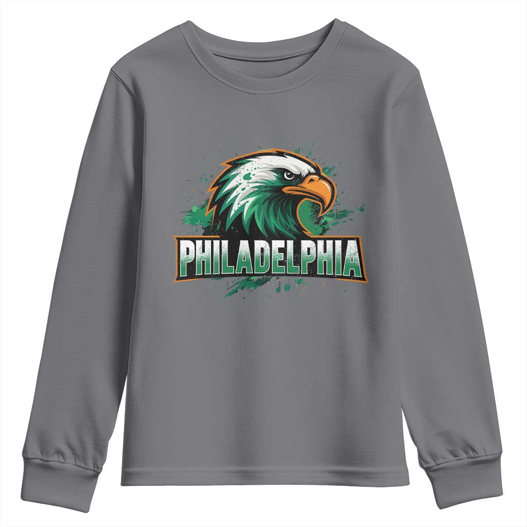 PFE Football Lover Youth Sweatshirt Vintage Green Splash Sport Fan Game Day TS11 Charcoal Print Your Wear