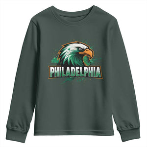 Philadelphia Fan Youth Sweatshirt Eagles Sport Philly Fan TS11 Dark Forest Green Print Your Wear