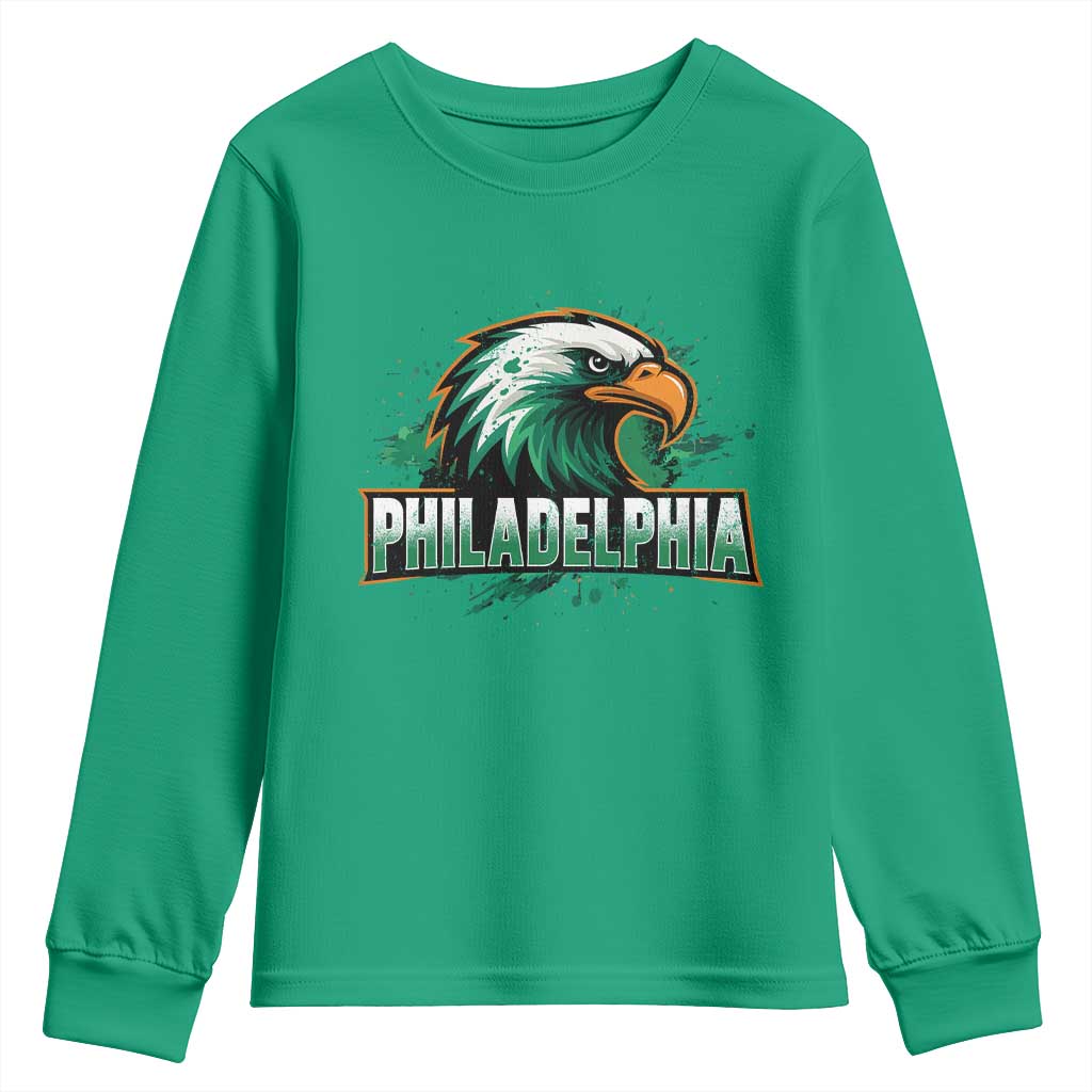 PFE Football Lover Youth Sweatshirt Vintage Green Splash Sport Fan Game Day TS11 Irish Green Print Your Wear
