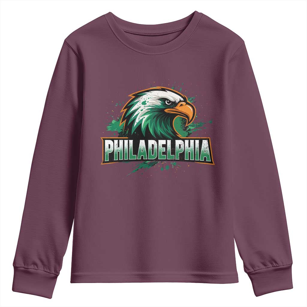 PFE Football Lover Youth Sweatshirt Vintage Green Splash Sport Fan Game Day TS11 Maroon Print Your Wear
