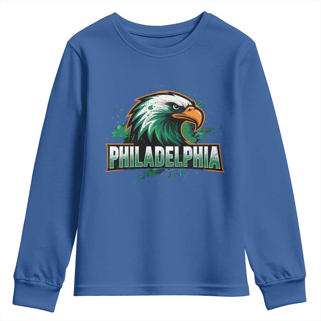 PFE Football Lover Youth Sweatshirt Vintage Green Splash Sport Fan Game Day TS11 Royal Blue Print Your Wear