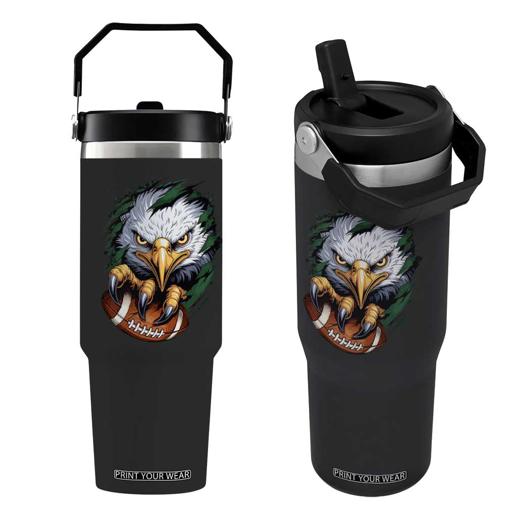 Philadelphia Fan Flip Straw Tumbler Green Eagles Sport Game Day TS11 One Size: 30 oz Black Print Your Wear