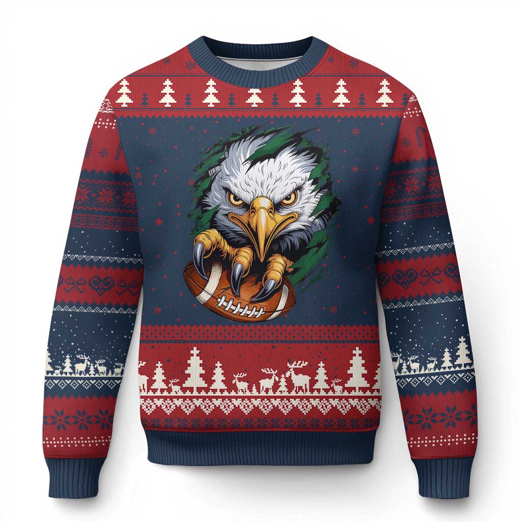 Philadelphia Fan Ugly Christmas Sweater Green Eagles Sport Game Day TS11 Navy Red Print Your Wear