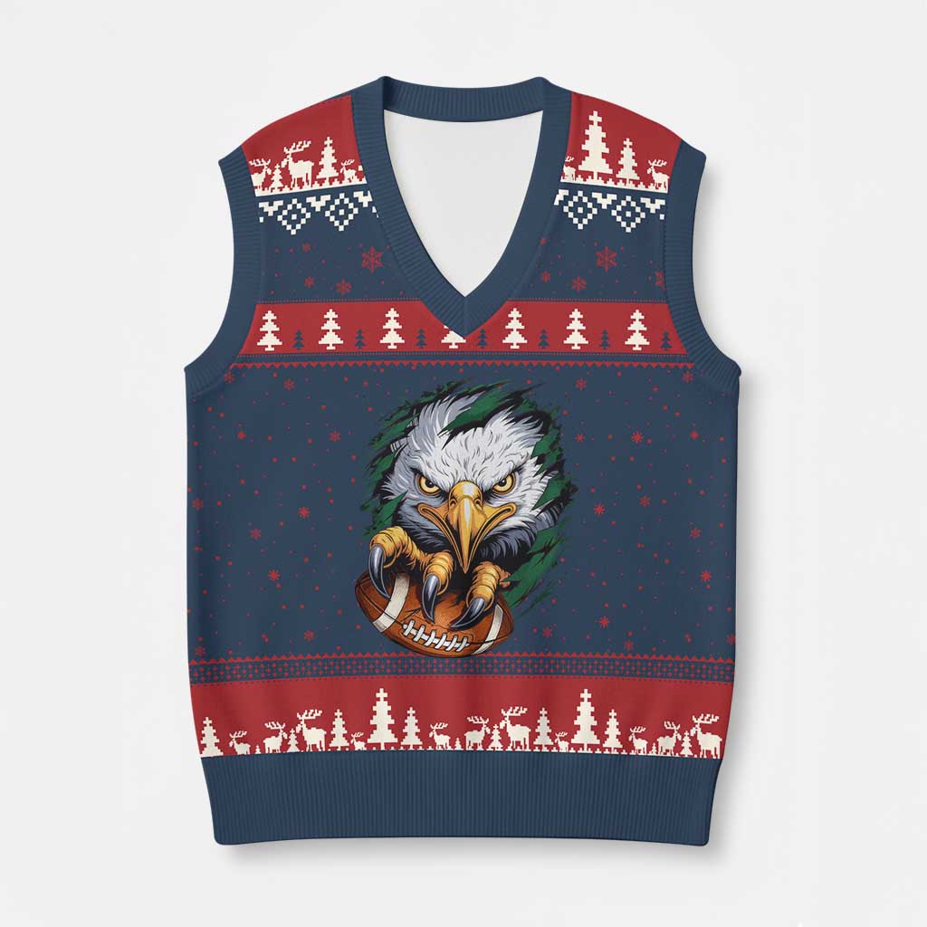 Philadelphia Fan V-Neck Knit Sweater Vest Green Eagles Sport Game Day TS11 Navy Red Print Your Wear