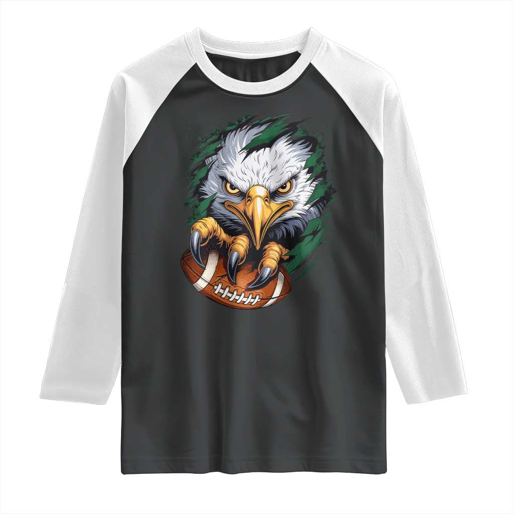 Philadelphia Fan Raglan Shirt Green Eagles Sport Game Day TS11 Black White Print Your Wear