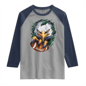 Philadelphia Fan Raglan Shirt Green Eagles Sport Game Day TS11 Sport Gray Navy Print Your Wear