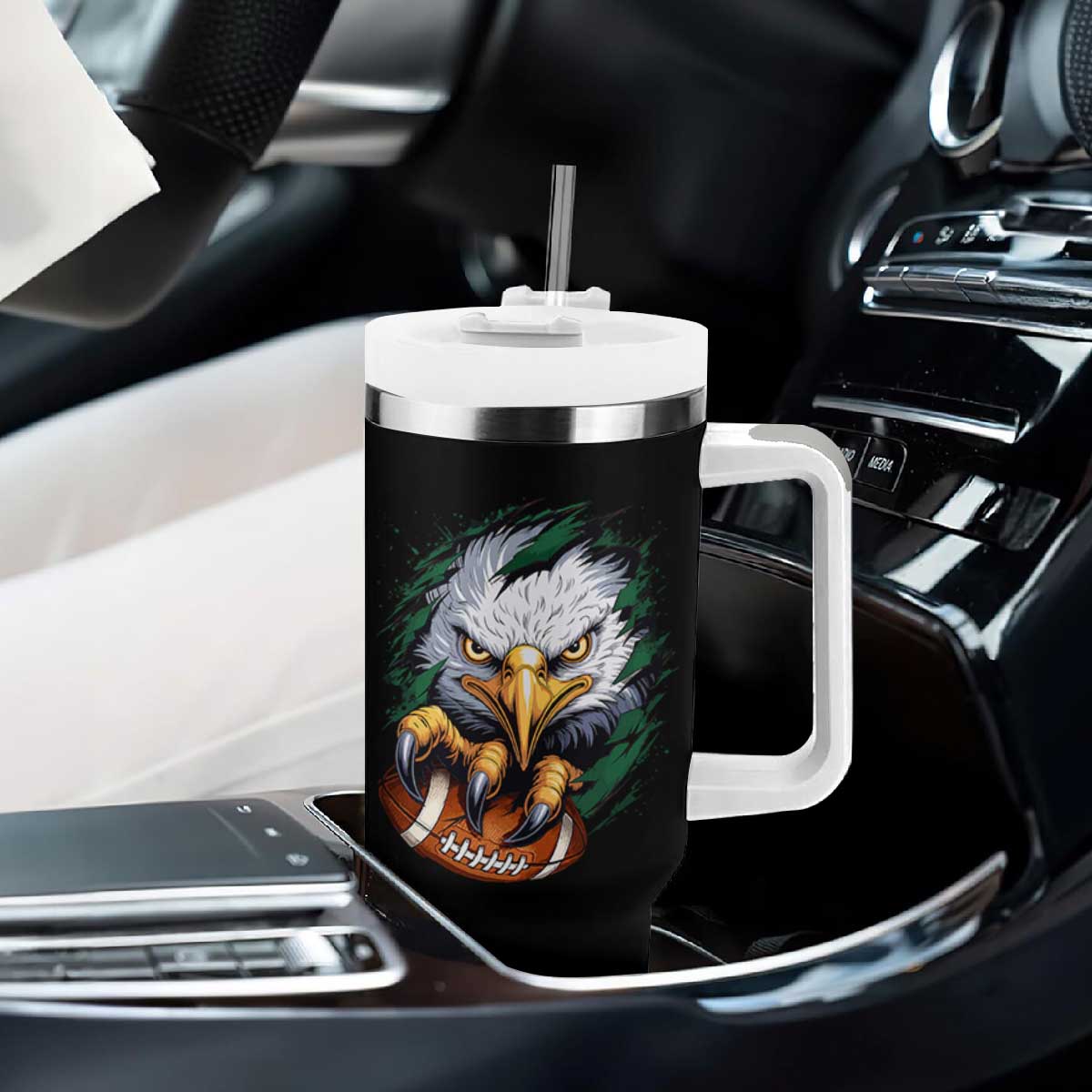 Philadelphia Fan Tumbler With Handle Green Eagles Sport Game Day TS11 Print Your Wear