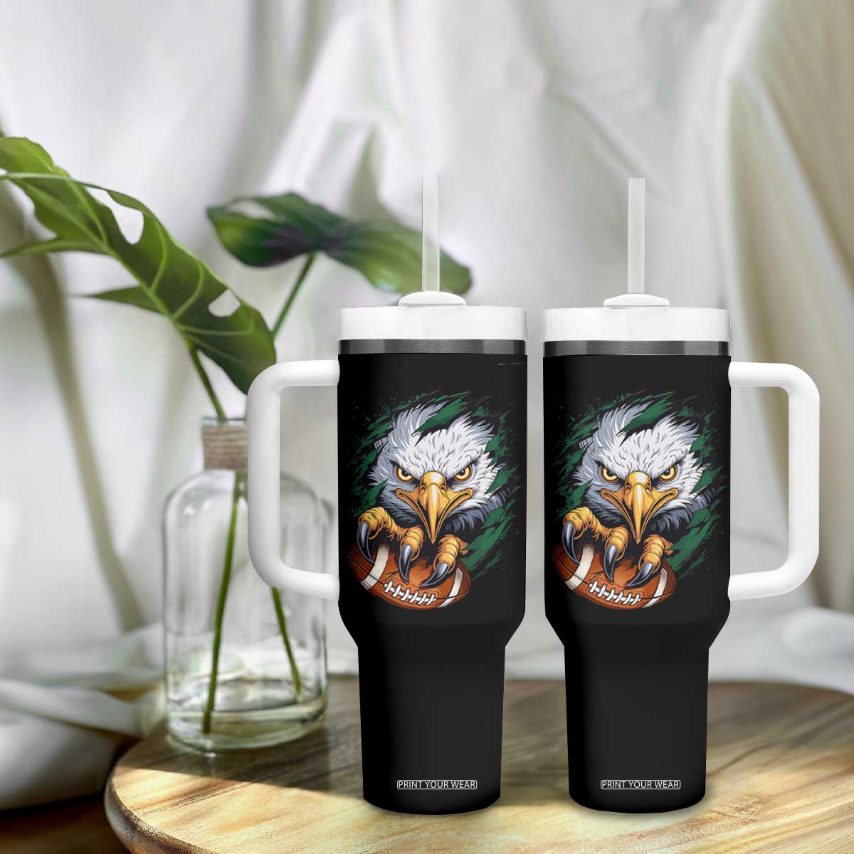 Philadelphia Fan Tumbler With Handle Green Eagles Sport Game Day TS11 Print Your Wear