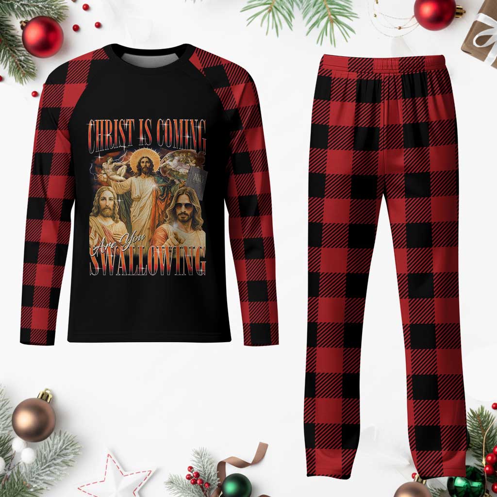 Christ Is Coming Are You Swallowing Plaid Pajama Set Funny Offensive Jesus Christian TS11 Buffalo Plaid Print Your Wear