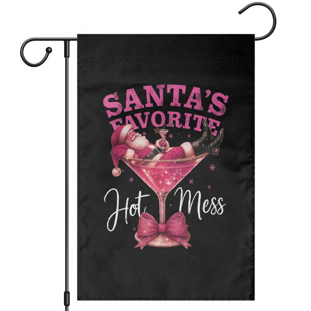 Funny Christmas Santas Favorite Hot Mess Garden Flag Xmas Drinking Party TS11 Black Print Your Wear