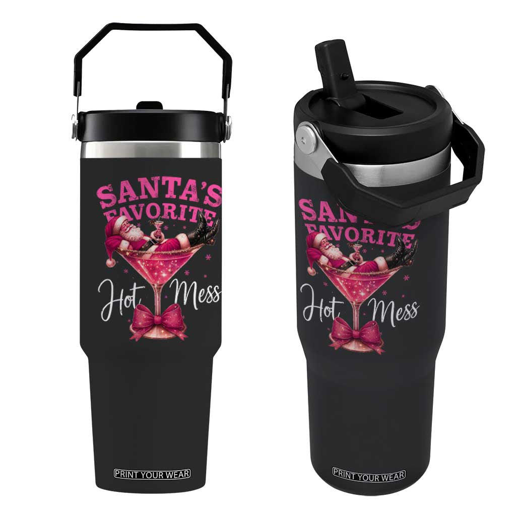 Funny Christmas Santas Favorite Hot Mess Flip Straw Tumbler Xmas Drinking Party TS11 One Size: 30 oz Black Print Your Wear