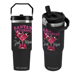 Funny Christmas Santas Favorite Hot Mess Flip Straw Tumbler Xmas Drinking Party TS11 One Size: 30 oz Black Print Your Wear
