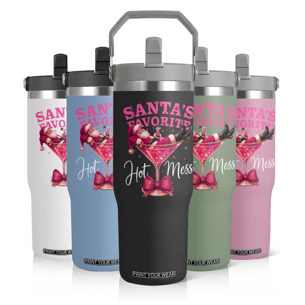 Funny Christmas Santas Favorite Hot Mess Flip Straw Tumbler Xmas Drinking Party TS11 Print Your Wear