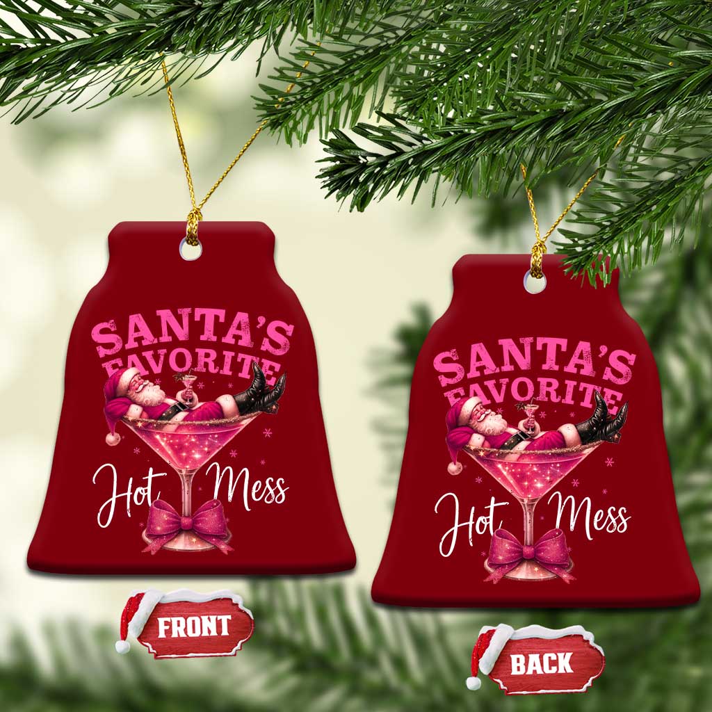 Funny Christmas Santas Favorite Hot Mess Ceramic Ornament Xmas Drinking Party TS11 Print Your Wear