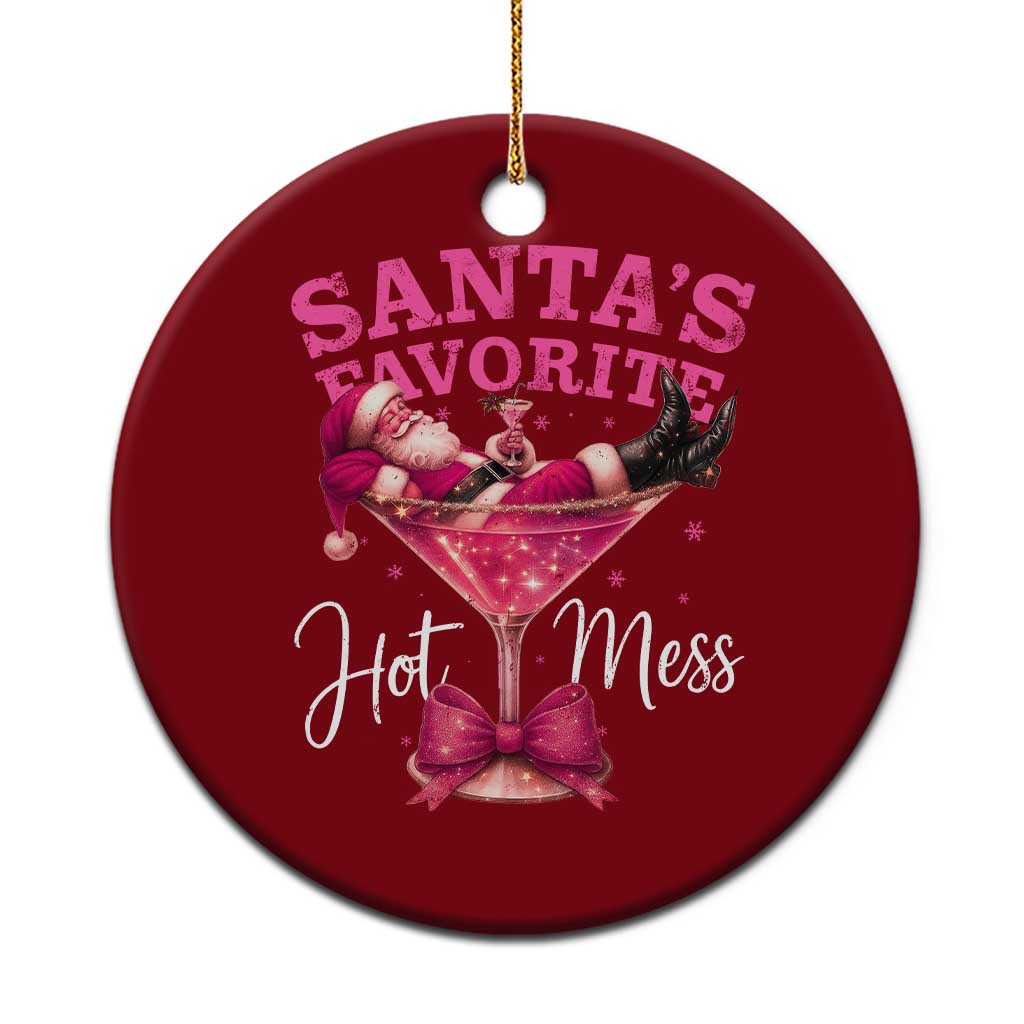 Funny Christmas Santas Favorite Hot Mess Ceramic Ornament Xmas Drinking Party TS11 1pc Red Print Your Wear