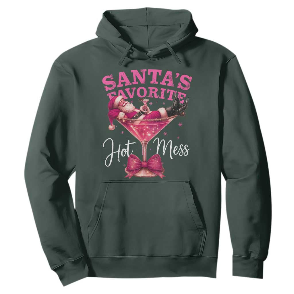 Funny Christmas Santas Favorite Hot Mess Hoodie Xmas Drinking Party TS11 Dark Forest Green Print Your Wear