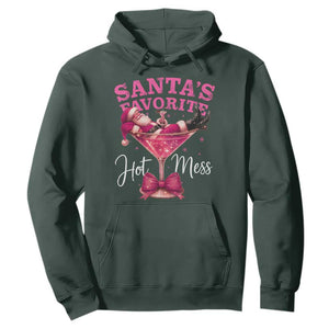 Funny Christmas Santas Favorite Hot Mess Hoodie Xmas Drinking Party TS11 Dark Forest Green Print Your Wear