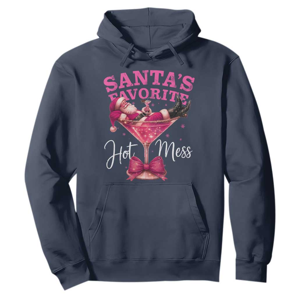 Funny Christmas Santas Favorite Hot Mess Hoodie Xmas Drinking Party TS11 Navy Print Your Wear