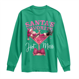 Funny Christmas Santas Favorite Hot Mess Long Sleeve Shirt Xmas Drinking Party TS11 Irish Green Print Your Wear