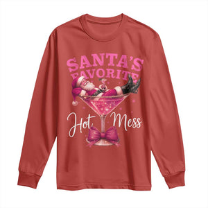 Funny Christmas Santas Favorite Hot Mess Long Sleeve Shirt Xmas Drinking Party TS11 Red Print Your Wear
