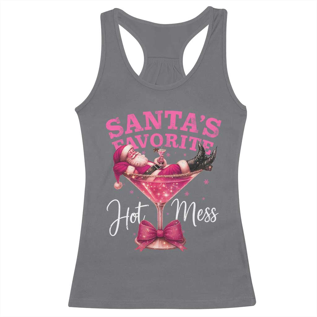 Funny Christmas Santas Favorite Hot Mess Racerback Tank Top Xmas Drinking Party TS11 Charcoal Print Your Wear