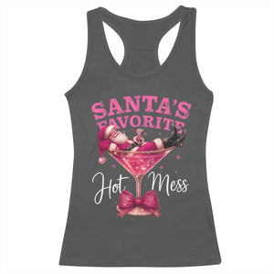 Funny Christmas Santas Favorite Hot Mess Racerback Tank Top Xmas Drinking Party TS11 Dark Heather Print Your Wear