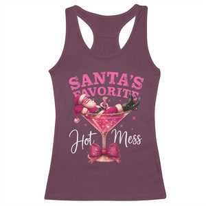 Funny Christmas Santas Favorite Hot Mess Racerback Tank Top Xmas Drinking Party TS11 Maroon Print Your Wear