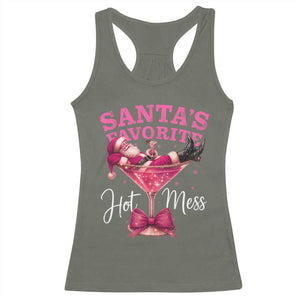 Funny Christmas Santas Favorite Hot Mess Racerback Tank Top Xmas Drinking Party TS11 Military Green Print Your Wear