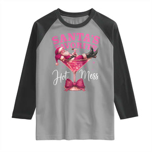 Funny Christmas Santas Favorite Hot Mess Raglan Shirt Xmas Drinking Party TS11 Sport Gray Black Print Your Wear