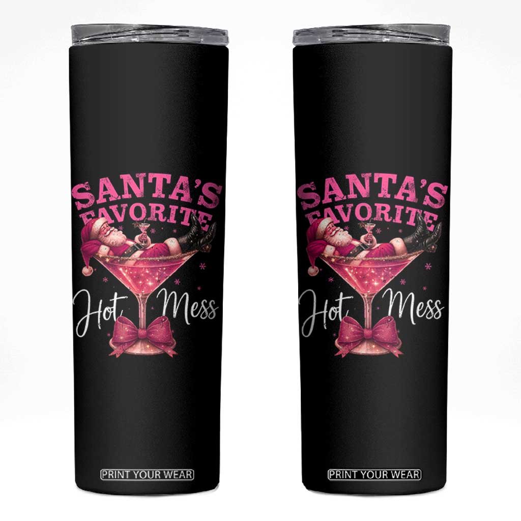 Funny Christmas Santas Favorite Hot Mess Skinny Tumbler Xmas Drinking Party TS11 Black Print Your Wear