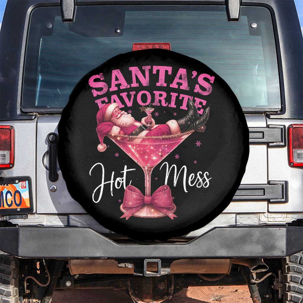 Funny Christmas Santas Favorite Hot Mess Spare Tire Cover Xmas Drinking Party TS11 No hole Black Print Your Wear
