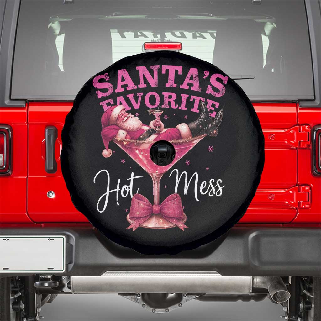 Funny Christmas Santas Favorite Hot Mess Spare Tire Cover Xmas Drinking Party TS11 Black Print Your Wear
