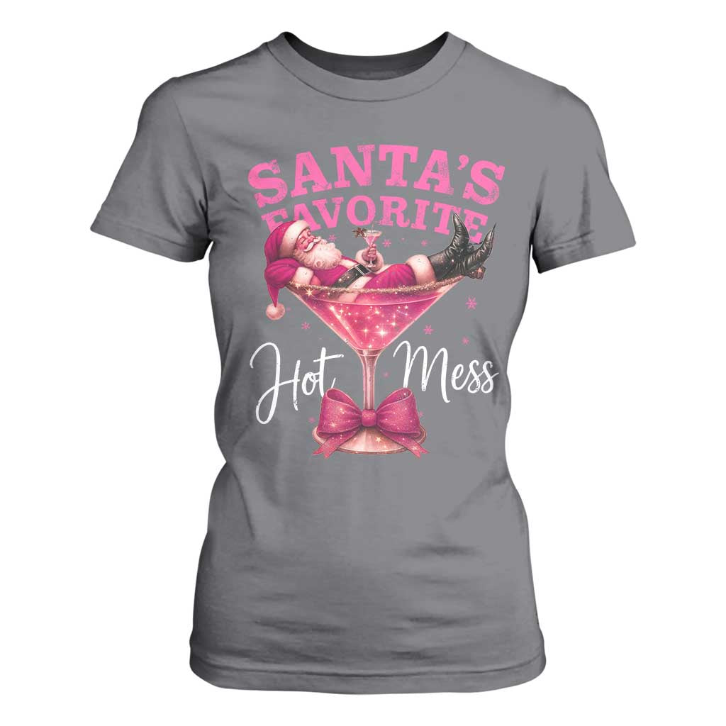 Funny Christmas Santas Favorite Hot Mess T Shirt For Women Xmas Drinking Party TS11 Charcoal Print Your Wear