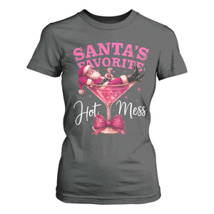 Funny Christmas Santas Favorite Hot Mess T Shirt For Women Xmas Drinking Party TS11 Dark Heather Print Your Wear
