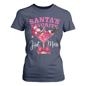 Funny Christmas Santas Favorite Hot Mess T Shirt For Women Xmas Drinking Party TS11 Navy Print Your Wear