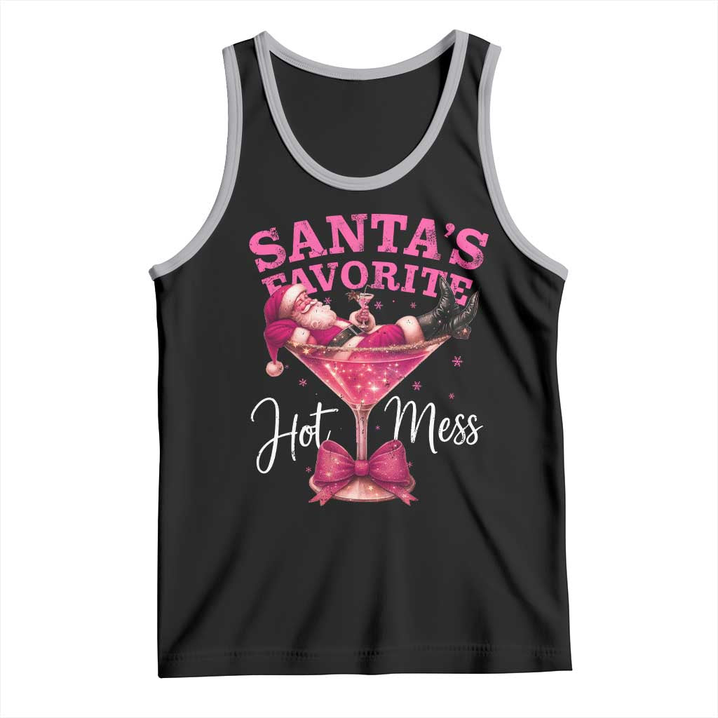 Funny Christmas Santas Favorite Hot Mess Tank Top Xmas Drinking Party TS11 Black Athletic Heather Print Your Wear
